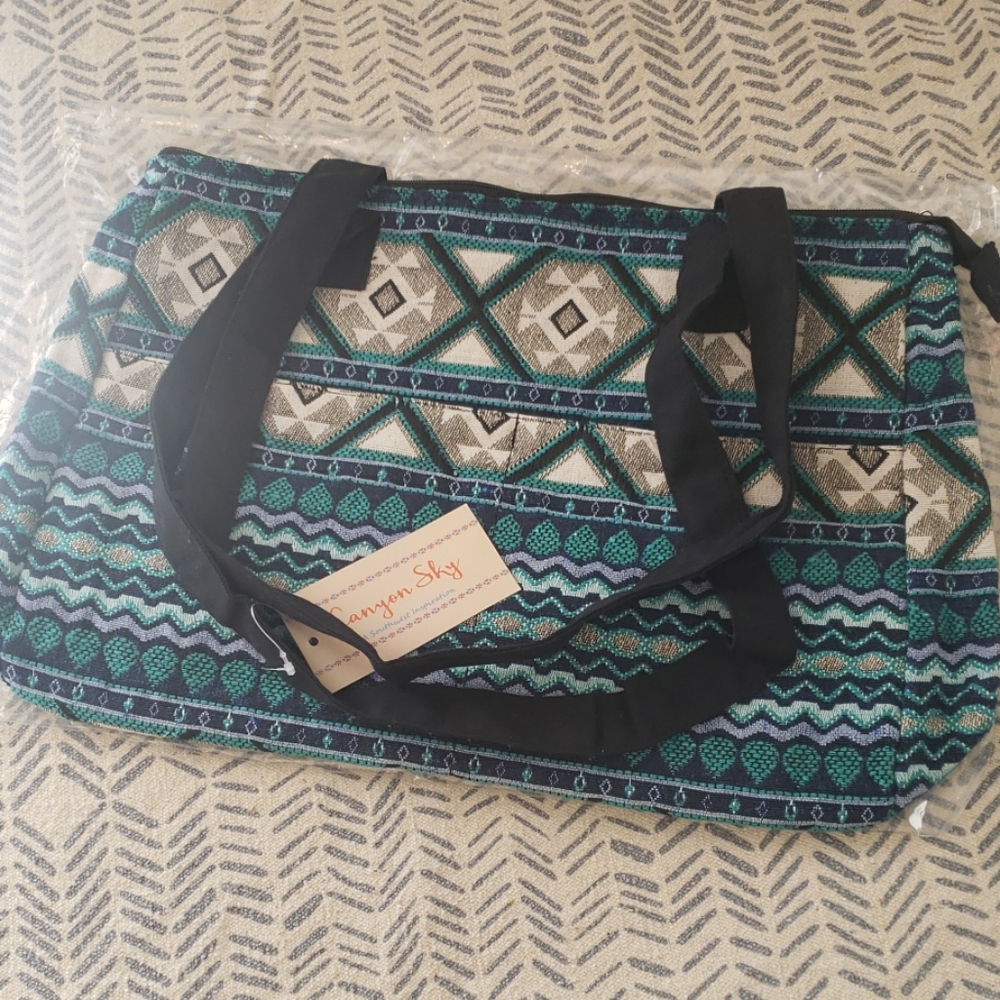 Canyon Sky Jacquard Bag Teal Aztec NWT